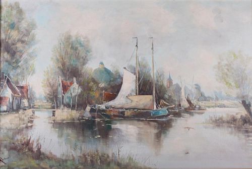 Rolands Oil on Canvas River Scene