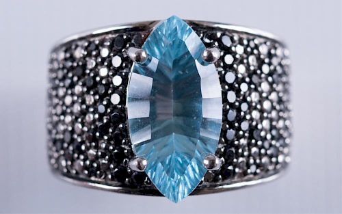Marquise Blue Topaz & Sterling Ring
