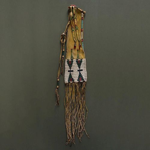 Cheyenne Beaded Hide Tobacco Bag From an Important Denver, Colorado Collector