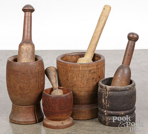 Four mortar and pestles, 19th c.