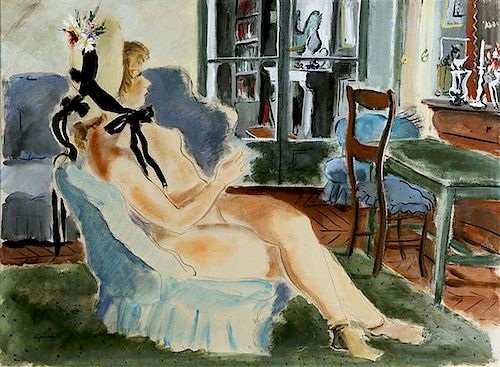 Andre Dignimont (1891-1965) watercolor
