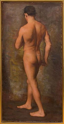 IRENE HIGGINS: STANDING MALE NUDE FROM THE BACK