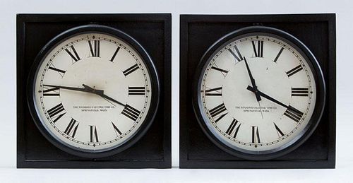 PAIR OF WALL CLOCKS, BY THE STANDARD ELECTRIC TIME CO., SPRINGFIELD, MASS.