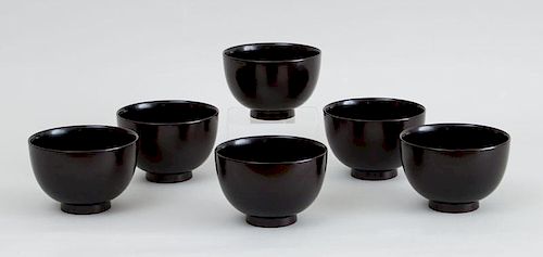 GROUP OF SIX MODERN BLACK LACQUER BOWLS