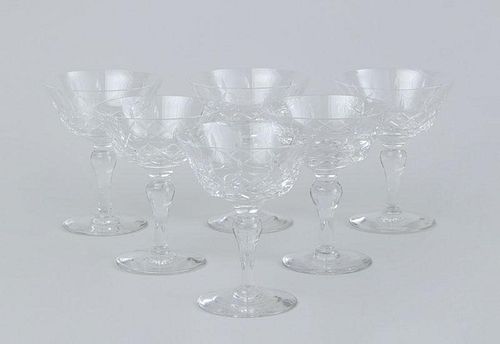 SET OF EIGHTEEN STUART CUT-GLASS CHAMPAGNE COUPES