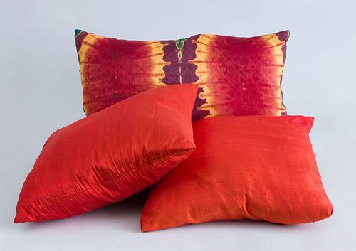 BUTTERFLY WING PATTERN PILLOW AND TWO SILK PILLOWS