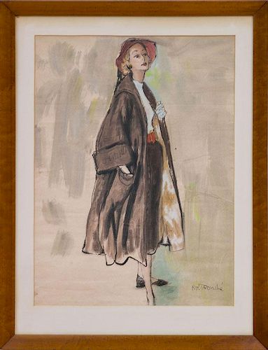 RENÉ ROBERT BOUCHÉ (1906-1963): WOMAN IN A BROWN COAT