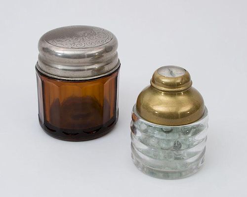 SWISS BRASS-MOUNTED GLASS COMPASS JAR