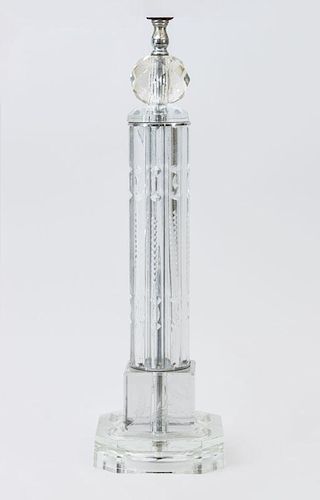 ETCHED GLASS COLUMNAR TABLE LAMP