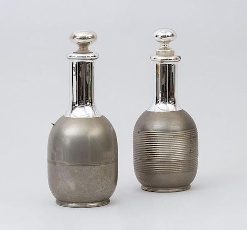 PAIR OF AMERICAN MERCURY GLASS AND METAL THERMOS CARAFES