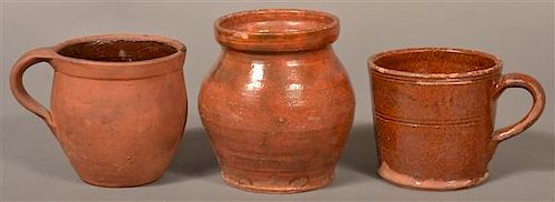 3 Pieces. of 19th Century Glazed Redware.