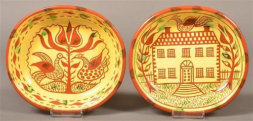 Two James Seagreaves Pottery Oval Bowls.