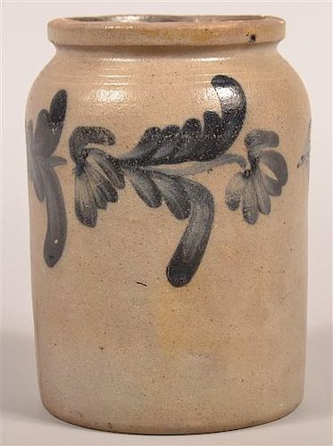 Stoneware Storage Jar with Floral Decoration.