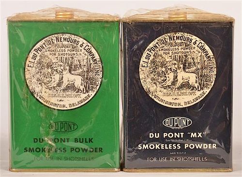 Two Various Du Pont Smokeless Powder Tins.