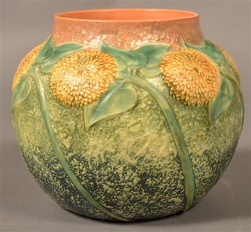 Roseville Sunflower Pattern Art Pottery Vase.