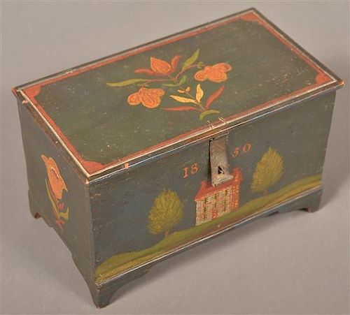 Jonas Weber Painted Trinket Box Dated 1850.