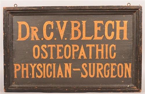 Antique Painted Wood Doctor's Trade Sign.