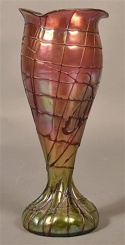 Impressive Unsigned Loetz Type Art Glass Vase.