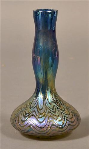 Unsigned Loetz Type Blue Phanomen Glass Vase.