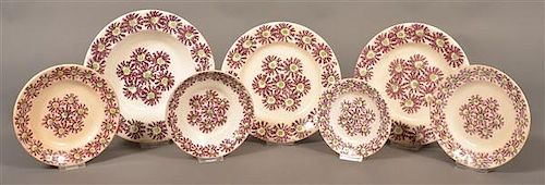 Seven Pieces of Stick Spatter Ironstone China.