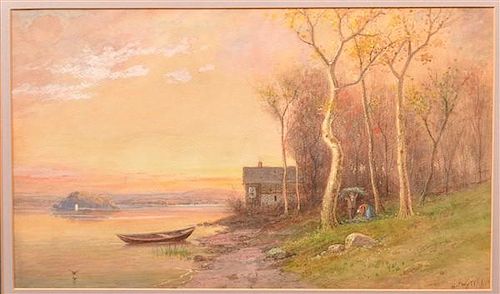 J.A. Beck Watercolor Landscape Painting.