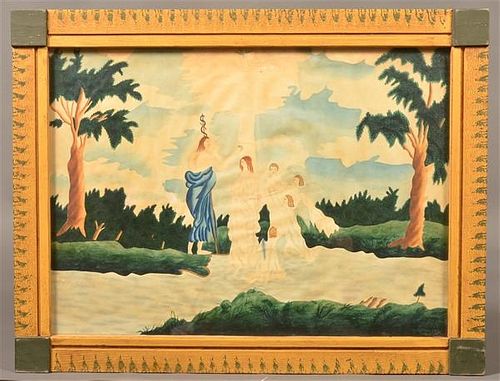 19th Cent. Religious Scene Watercolor Painting.