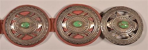 Navajo Sterling & Turquoise Concho Belt.