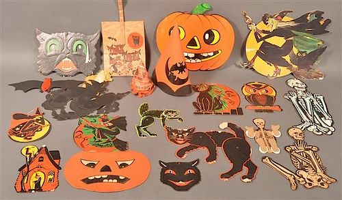 Group of Lithograph Cardboard Halloween Decorations.