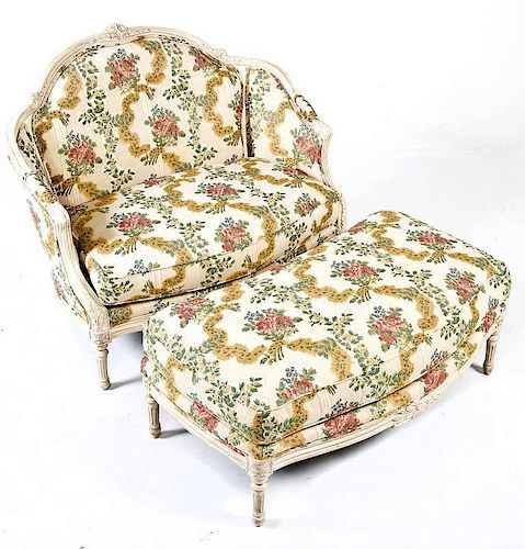 New Orleans French Style Settee & Ottoman