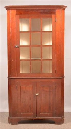 PA Federal Softwood Two Part Corner Cupboard.
