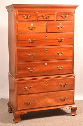 PA Chippendale Walnut Chest on Chest.