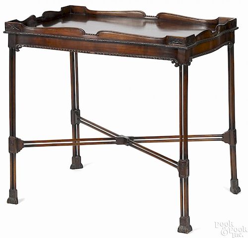 George III style mahogany tea table, 19th c., 29'' h., 29 3/4'' w., 20'' d.