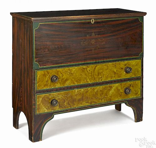 New England painted pine chest, ca. 1820