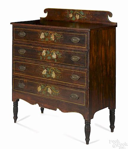 New England Sheraton painted pine chest of drawers, ca. 1820