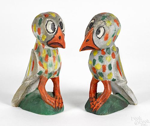 Carl Snavely (Lancaster, Pennsylvania 1915-1983), pair of carved and painted eaglets, initialed