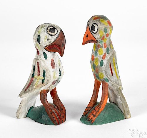 Carl Snavely (Lancaster, Pennsylvania 1915-1983), two carved and painted eaglets, initialed