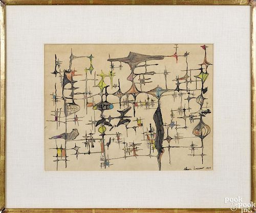 Ibram Lassaw (American 1913-2003), mixed media drawing, signed lower right and dated 1954