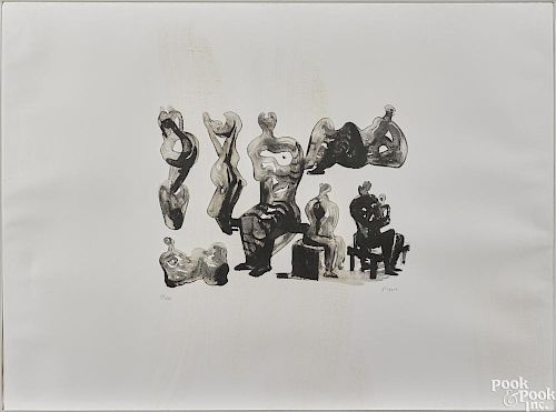 Henry Moore (British 1898-1986), lithograph with sculptural forms and designs, edition 10/100