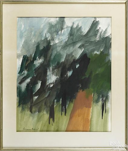 Herman Maril (American 1908-1886), watercolor, titled Road to the Dunes, signed lower left