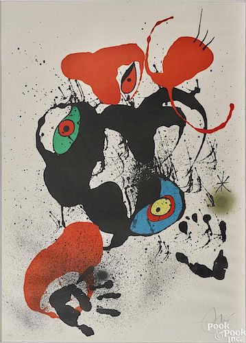 Joan Miró (Spanish 1893-1983), lithograph abstract, signed lower right, 32 1/2'' x 23''.