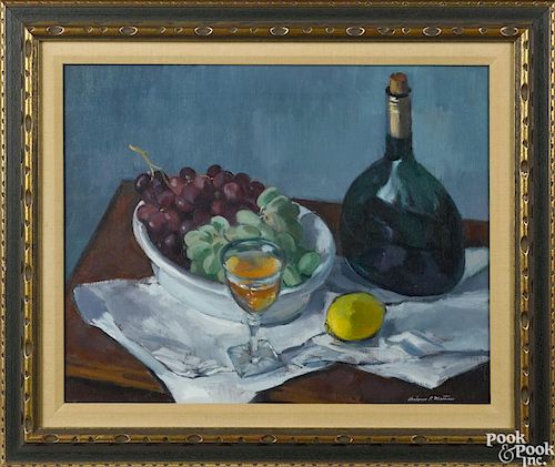 Antonio Martino (American 1902-1988), oil on canvas still life, signed lower right, 16'' x 20''.