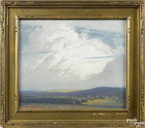 George Sotter (American 1879-1953), oil on board, titled Clouds of Day, signed lower left