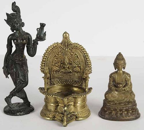 Three Asian and Burmese Bronze Articles