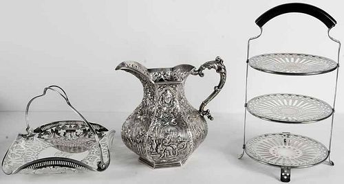 Three Pieces Silver-Plated Hollowware