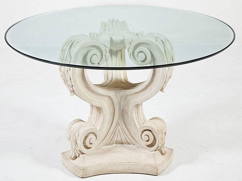 French Style Glass Top Pedestal Table