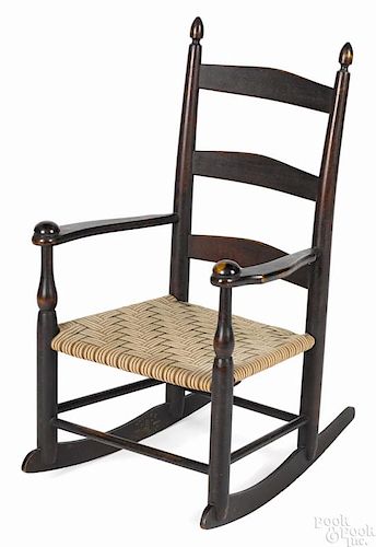 Mt. Lebanon, New York Shaker #0 child's rocking chair, 19th c., retaining an old dark finish