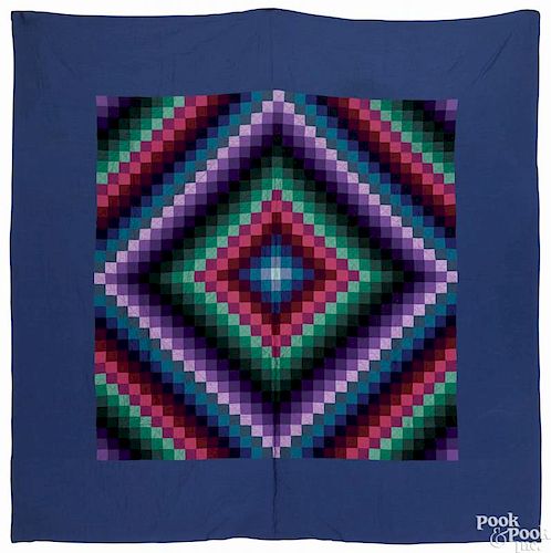 Pennsylvania Amish pieced sunshine and shadow quilt, ca. 1930, initialed by maker Samilla King