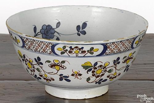 Delft polychrome bowl, 18th c., 5'' h., 10 1/4'' dia.