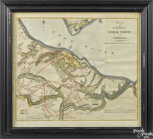 Charles Stedman, color engraved Plan of the Siege of York Town in Virginia, pub. 1794
