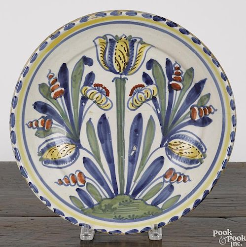 Delft polychrome charger, mid 18th c., 13 3/8'' dia.